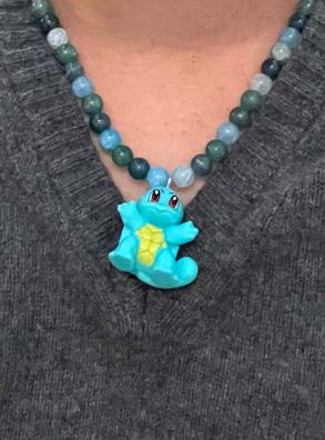 Pokemon Schiggy Kette mit Glasperlen - Handgemachte Pokemon Squirtle Halskette