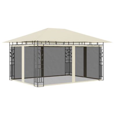 vidaXL Pavillon mit Moskitonetz 4x3x2,73 m Creme 180 g/ m²