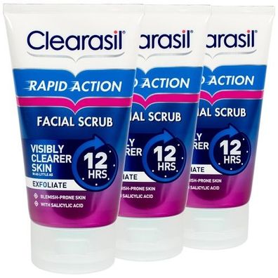 6x Clearasil Rapid Action Facial Scrub 125ml