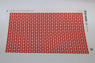 Set - Pluszeichen Aufkleber Rund 10mm Rot Glänzend - 247 Stück auf einem Bogen