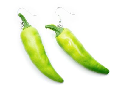 Paprika Ohrringe Miniblings Hänger Kochen Küche Koch Köchin Gemüse Peperoni grün