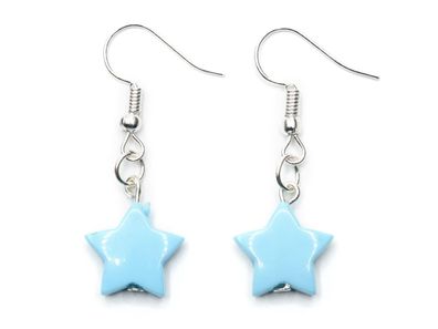 Sternen Ohrringe Miniblings Hänger Sternchen Star Weihnachten hell blau