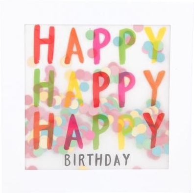 Glamour Glitzer Grußkarte Klappkarte mit Umschlag Happy Birthday , quadratisch 036