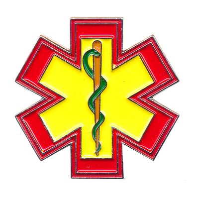 EMT Star of Life Rettungsdienst Äskulapstab 3D Metall Button Pin Anstecker 0543