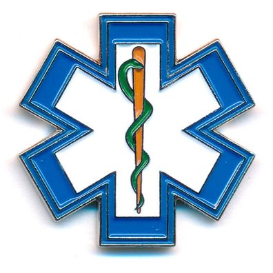 EMT Star of Life Rettungsdienst Äskulapstab 3D Metall Button Pin Anstecker 0500