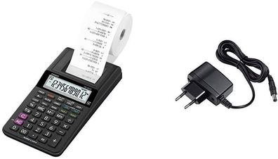 Casio HR-8RCE-BK-S Drucker, 12 stelliger Taschenrechner. & AD-A60024 Netzadapter ...