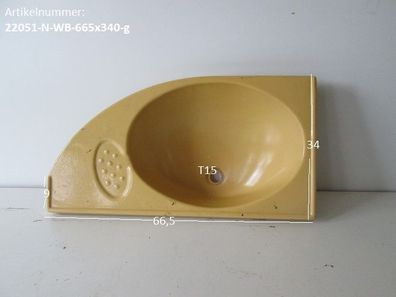 Waschbecken ca 66,5 x 34 gelblich (Lagerware -> Neuware mit Lagerspuren) für Wohnw...