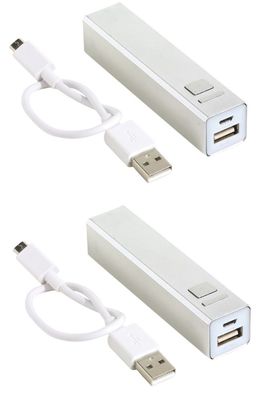 2x Powerbank 2200mAh 105 Gr 10x2x2cm silber Ladestation Power Bank Ladegerät AS