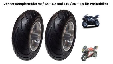 Set Rad Reifen 90/65-6,5 110/50-6.5 Felge Schlauch Pocketbike Pocket Bike