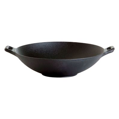 Gusseisenkuss® Gusseisenwok mit 2 Griffen Ø 30 cm Gusspfanne Gusseisen Wok