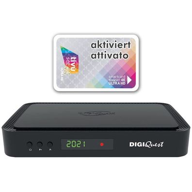 DIGIQuest Q90 4K UHD Combo Receiver mit Aktiver Tivusat Karte (DVB-S2/ T2, HDMI)