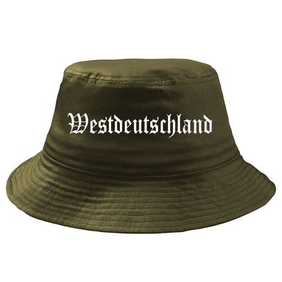 Westdeutschland Fischerhut - Oliv - bedruckt - Bucket Hat Anglerhut