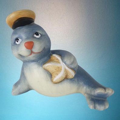 Maritime Deko Seehund Figur im aus Keramik 15 cm