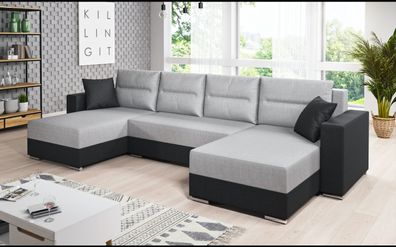 Couchgarnitur Sofa Sofagarnitur Clara U mit Schlaffunktion Wohnlandschaft