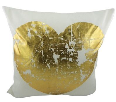 Mars & More Kissen Kissenbezug Herz weiß gold 30x30cm Füllung Kuschelkissen