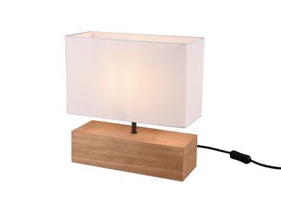 TRIO Leuchten Tischleuchte Woody Lampe Leuchte E27 Stoff Holz Nachttisch design