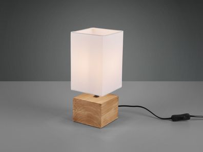 TRIO Leuchten Tischleuchte Woody Lampe Leuchte E14 Stoff Holz Nachttisch Design