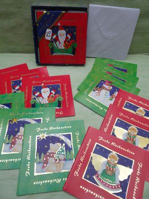 12 Weihnachtsgrußkarten 4 Motive & Umschlag 15x15cm Frohe Weihnachten