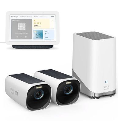 Google Nest Hub 2. Gen Smart Speaker Carbon mit eufyCam 3 S330 kabellose Kamera