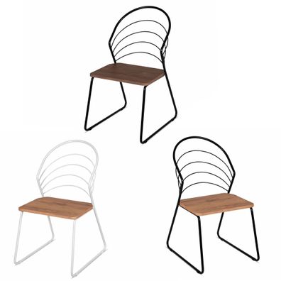 Esszimmer Stuhl Küchenstuhl Stahl / Holzdekor 3 Farben zur Wahl 120 Kg Tragkraft