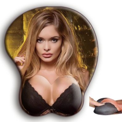 Sexy Mousepad Silikon Handauflage 3D Boobs Brüste Girl Blond