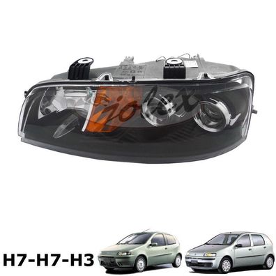 Scheinwerfer schwarz links H7-H7-H3 mit Nebelfunktion Fiat Punto 188 99-03 NEU