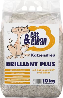 Cat & Clean Katzenstreu Brilliant PLUS mit Babypuderduft und Silikat 10 kg