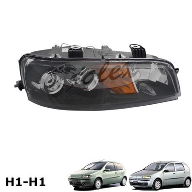Scheinwerfer Frontscheinwerfer schwarz H1-H1 rechts Fiat Punto 188 99-03 NEU