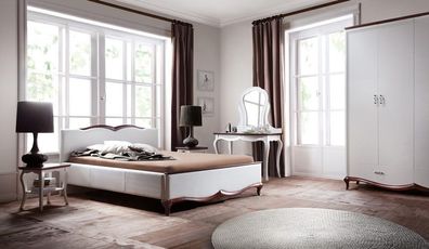 Komplettes Schlafzimmer Set Kleiderschrank Bett Holz Kommode 5tlg Holz