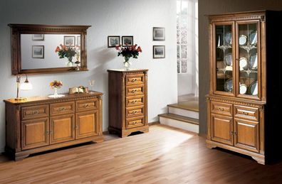 Wohnzimmer Schrank Kommode Italien Spiegel klassisches Set 3tlg Holz