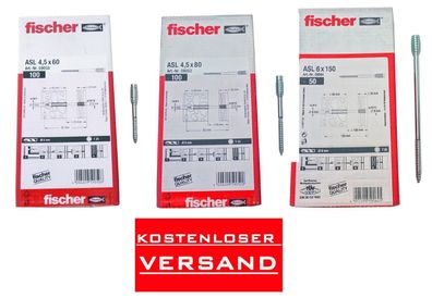 Fischer Distanzschraube ASL 4,5 x 60 / 4,5 x 80 / 6 x 150 Stahl verzinkt