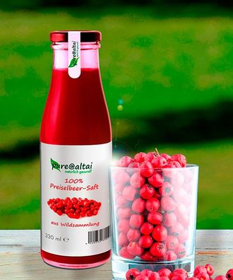 Preiselbeer-Saft 0,33L, Preiselbeeren pur, naturbelassen, Direktsaft