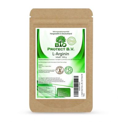 L- Arginin Base Pulver 1/2 Kilo (500 Gramm) ohne Zusatzstoffe - Bio Protect BV