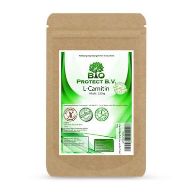 L-Carnitin Base Pulver 250 g Ohne Zusatzstoffe - von Bio Protect