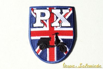 VESPA Aufnäher "Wappen PX" - Blau - UK GB Union Jack Great Britain Piaggio Patch