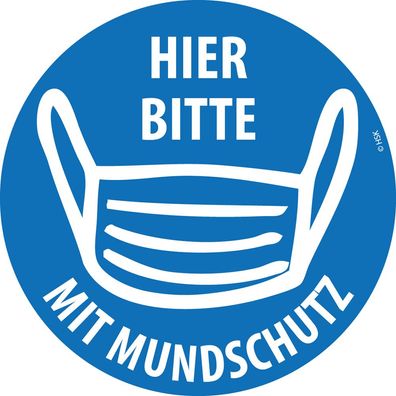 Aufkleber - HIER BITTE Mundschutz TRAGEN - Gr. ca. 20 cm - 307522 - Vorsorgeschild Vi