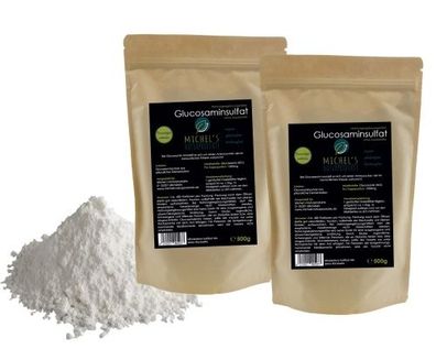 Glucosamin, Glucosaminsulfat 1kg (2x0,5kg), vegan Pulver, Glucosaminpulver