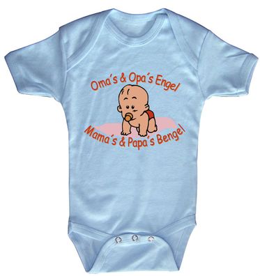 Babystrampler mit Print – Oma´s und Opa´s Engel. Mamas und Papas Bengel- 08300 bl