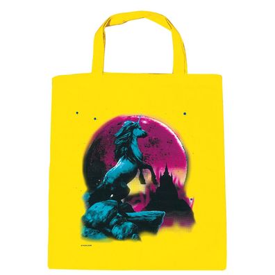 Baumwolltasche mit Print - Einhorn bei Mondschein - B12666