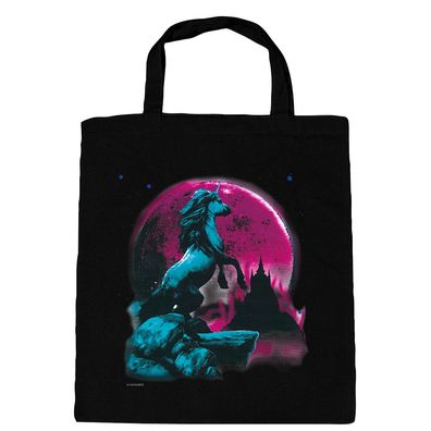 Baumwolltasche mit Print - Einhorn bei Mondschein - B12666 schwarz