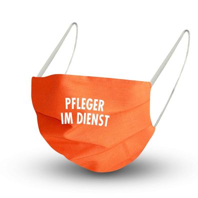 Design Maske mit zertifizierten Innenvlies - Pfleger im Dienst - 15860 ORANGE + Grati