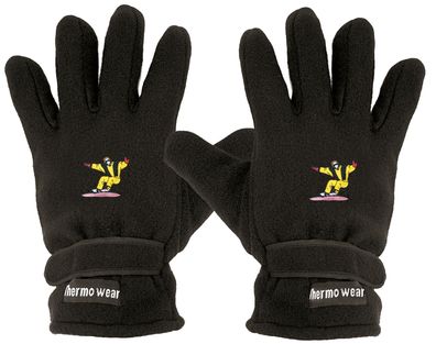 Handschuhe Fleece mit Einstickung Snowboarder 56508-7 schwarz