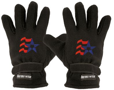 Handschuhe Fleece mit Einstickung Stern USA Amerika 56527 schwarz