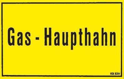 Hinweisschild - GAS-HAUPTHAHN - Gr. ca. 25 x 15 cm - 308394