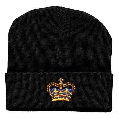 HIP-HOP Mütze Strickmütze mit Einstickung – Krone Crown - 56523 schwarz