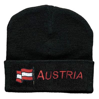 Hip-Hop Mütze mit Einstickung - Austria wehende Flagge - 51011 schwarz