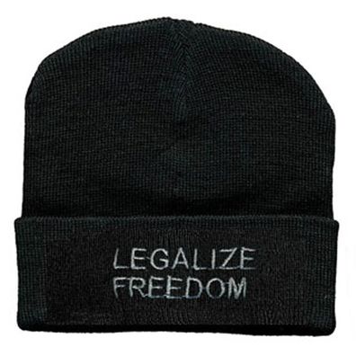 Hip-Hop Mütze Strickmütze mit Einstickung - Legalize Freedom - 51125 schwarz