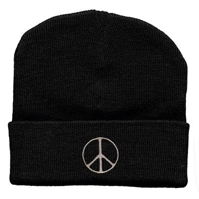 Hip-Hop Mütze mit Einstickung - PEACE Friedenszeichen - 56401 schwarz