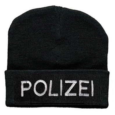 Hip-Hop Mütze Strickmütze mit Einstickung - Polizei - 50975 schwarz