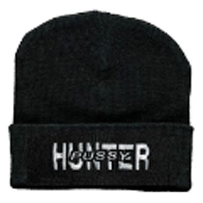 Hip-Hop Mütze Strickmütze mit Einstickung - Pussy Hunter - 51127 schwarz